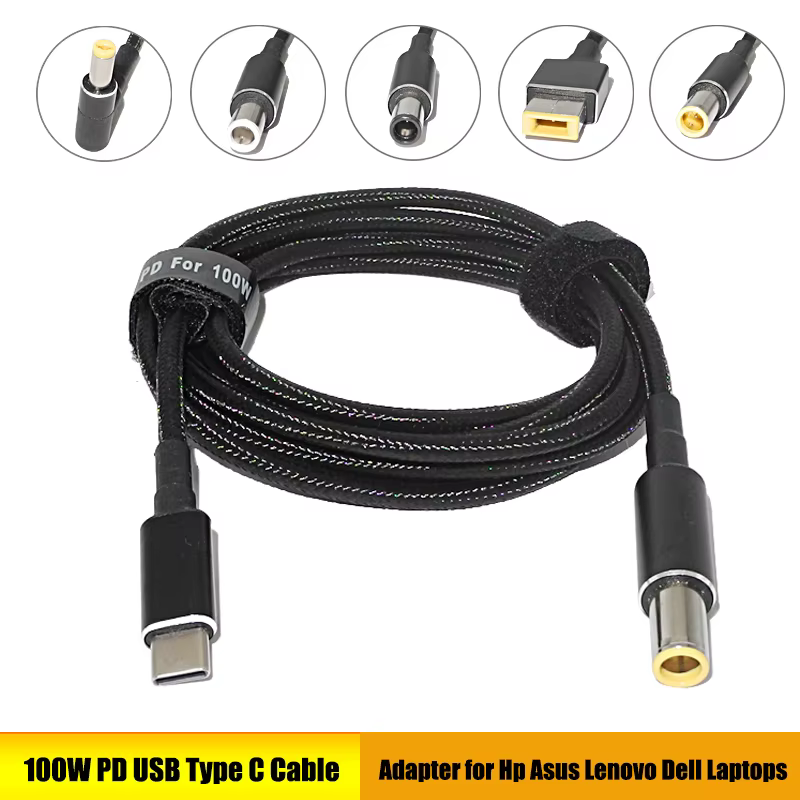 100W PD USB Type C Cable Universal Laptop Charging Cord  Dc Jack Plug Adapter for Hp Asus Lenovo Dell Laptops USB C Converter
