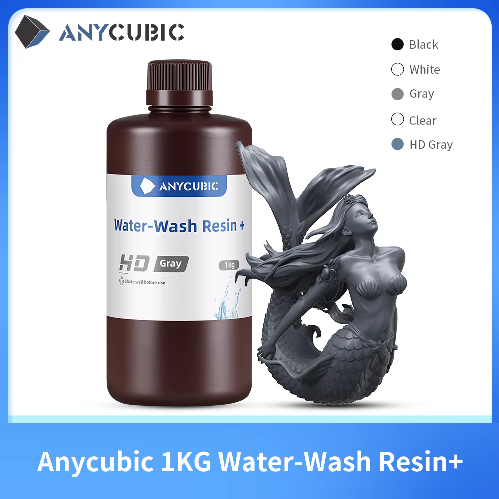 Anycubic Water-Wash Resin 3D Printers Resin Water-Washable 365-405nm  for LCD DLP Photon M3 Plus Max 7K mono 6K Printing