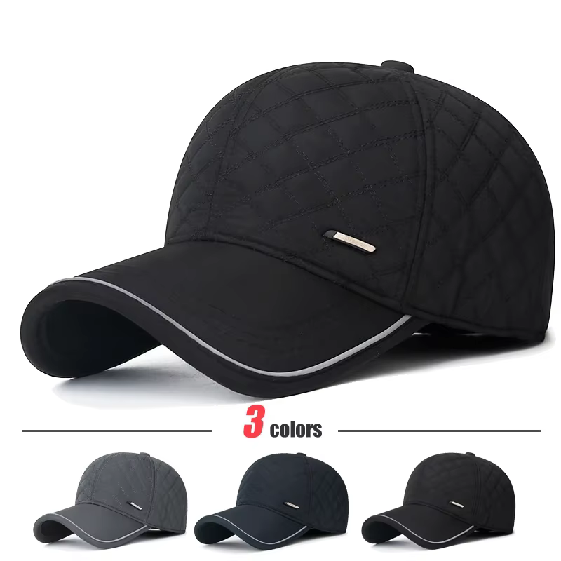 Winter New Outdoor Hat All-Match Duckbill Cap Middle-Aged and Elderly Father Plus Velvet Thick Ear Protection Warm Baseball Cap