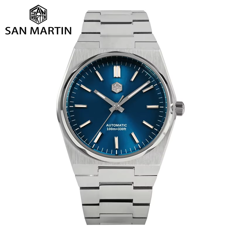 San Martin Men Watch 40mm Miyota 9015 Classic Luxury Dress Automatic Mechanical Watches Quick Release Stainless Steel Bracelet