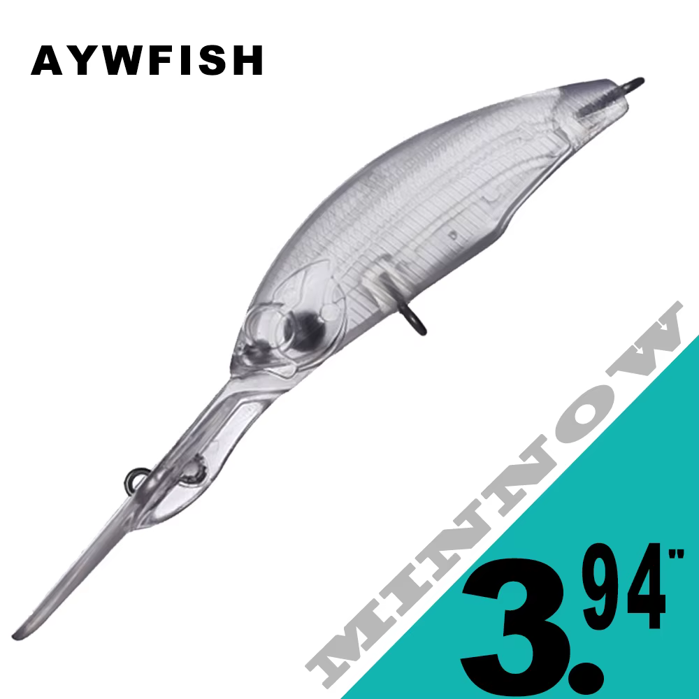 AYWFISH 10PCS Unpainted Deep Water Minnow 3.94IN 6.2G Floating Fishing Lure Hard Plastic Artificial Crank Bait Minnow Blanks