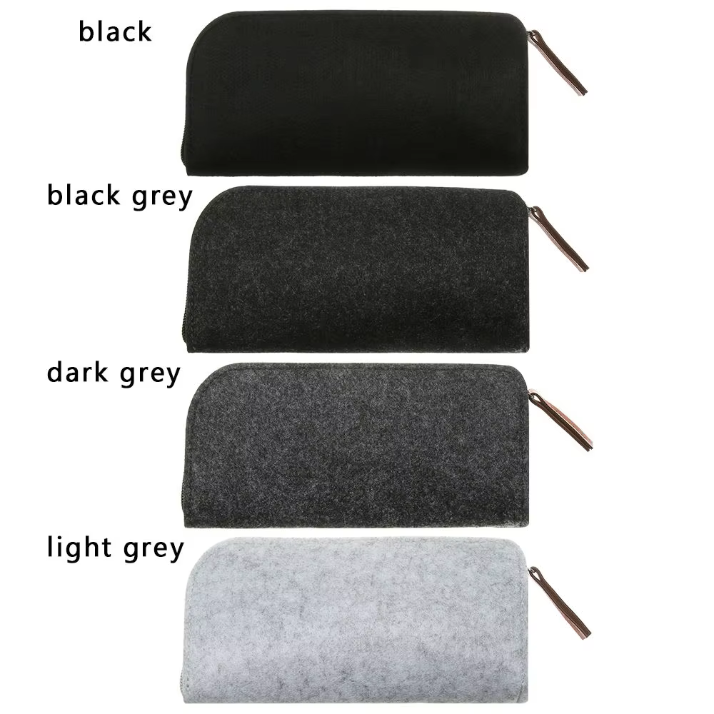 1PC Wool Felt Cloth Zipper Glasses Case Bag Portable Sunglasses Case Box Multifunctional Soft Portatives Protector