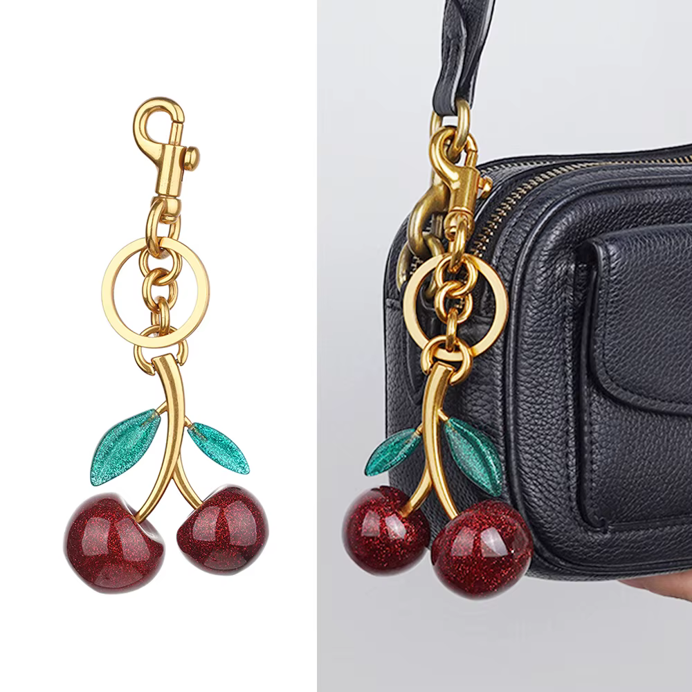 New Red Cherry Pendant Keychain Charm For Women's Handbag Internet-famous Crystal Cherry Pendant High-Grade Bag Accessories