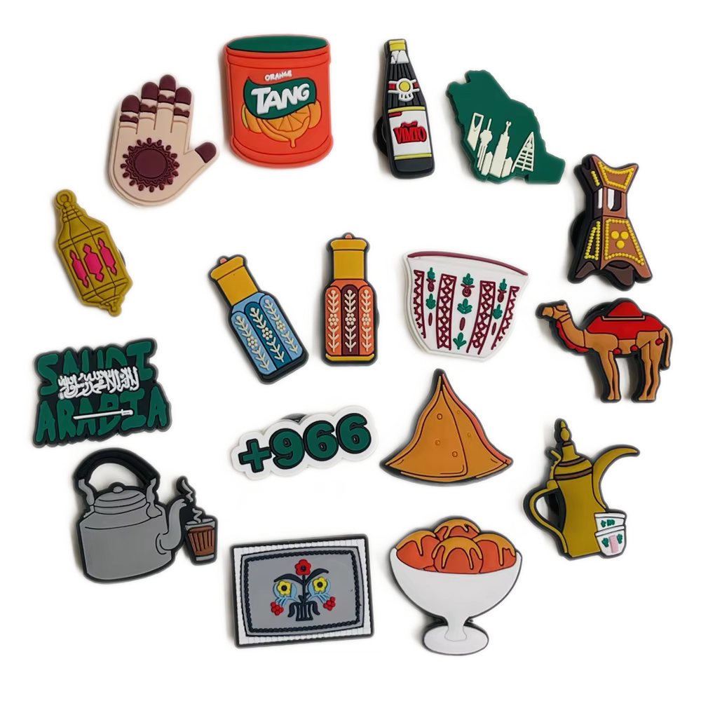 1-17PCS Saudi Arabia Style Orange Tang Camel Hand Shoe Charms Fit Wristbands Buckle Ornaments For Clogs Pins Kid Holiday Gift