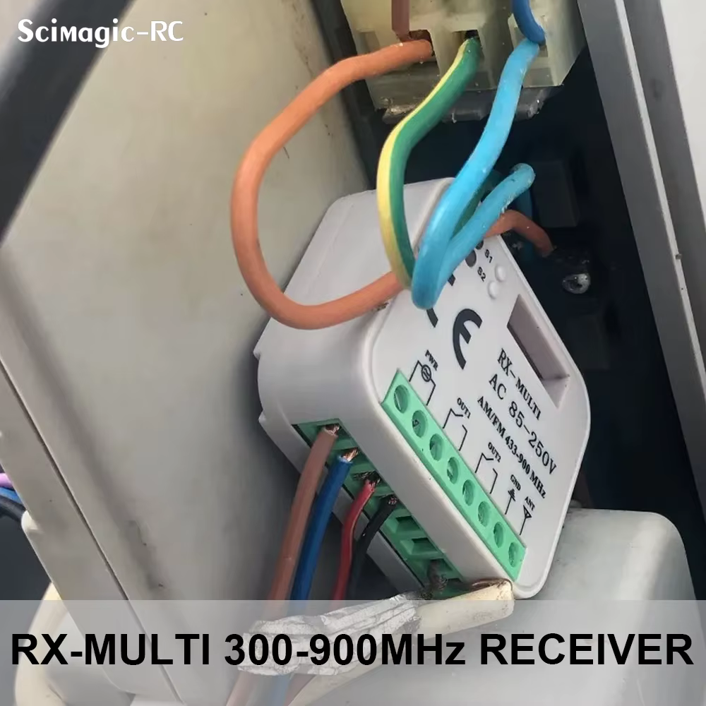 Rx Multi 433 a 900 Mhz RF Door Receiver Gate Garage Module 12V 24V 110V 220V 230V Controller for Fixed Rolling Code 433.92mhz