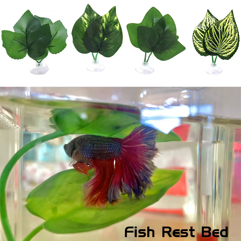 1pcs Fish Tank Artificial Leaf fish rest bed decor Aquarium Decoration Floating Bed Leaf Hammock FightingPerch Betta Spawning