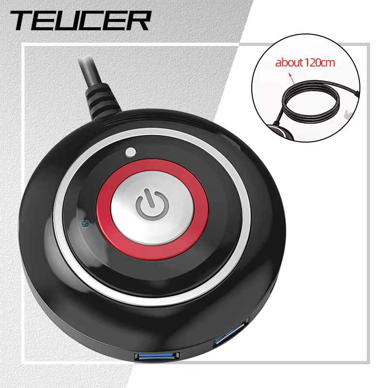 Teucer  Desktop Computer Power Switch Button With Dual USB Audio PC Host External Start Button Paste Type Swich