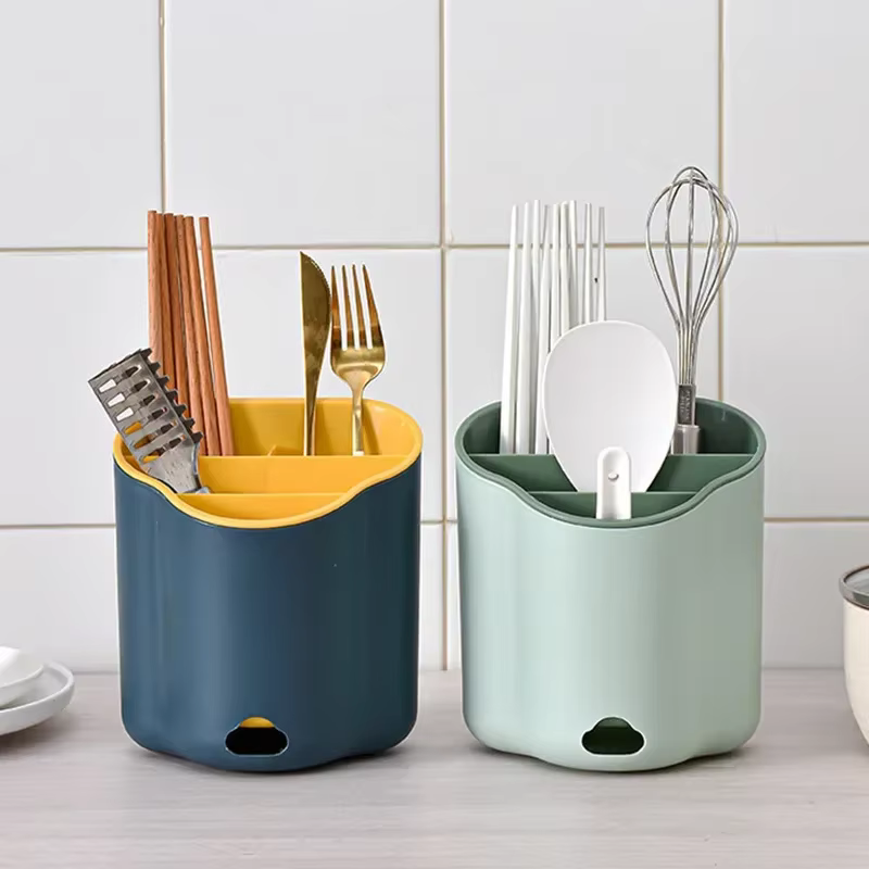 New cutlery drain rack spoon Fork chopsticks double layer knife holder dishwasher drain organizer kitchen tools,