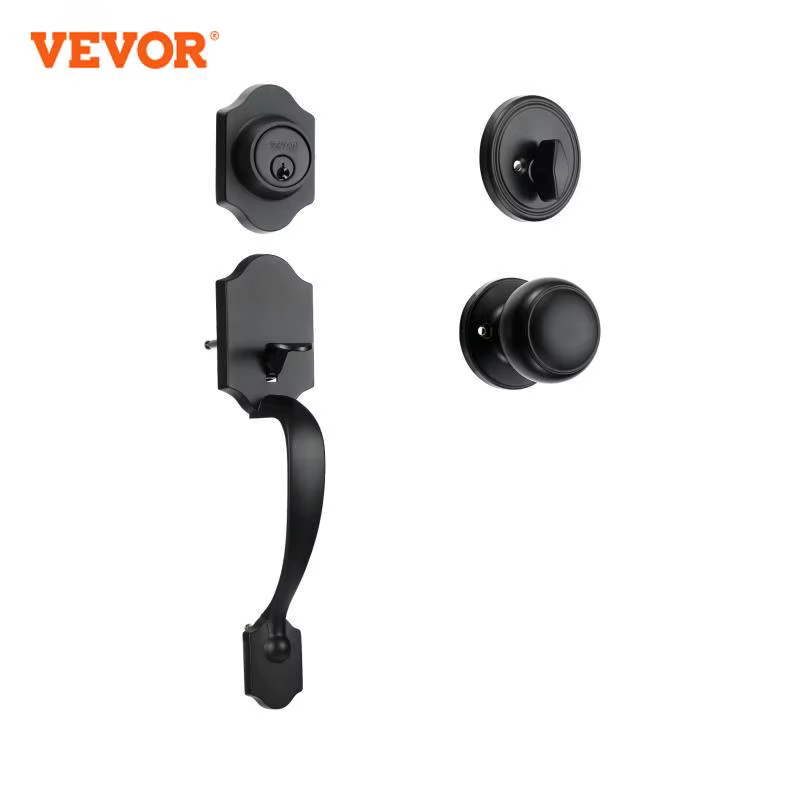 VEVOR Front Door Handle Deadbolt Set Front Door Lock Set with Interior Knob Adjustable Hole Spacing Single Cylinder Handleset