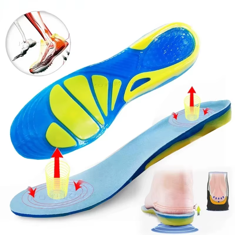 Shock Absorption and Pressure-reducing Sports Insole, Basketball Football Running Mountain Climbing Silicone Insole