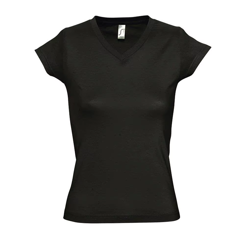 MARNAULA.MOON. V-neck women T shirt. Size = XL,COLOR = deep black