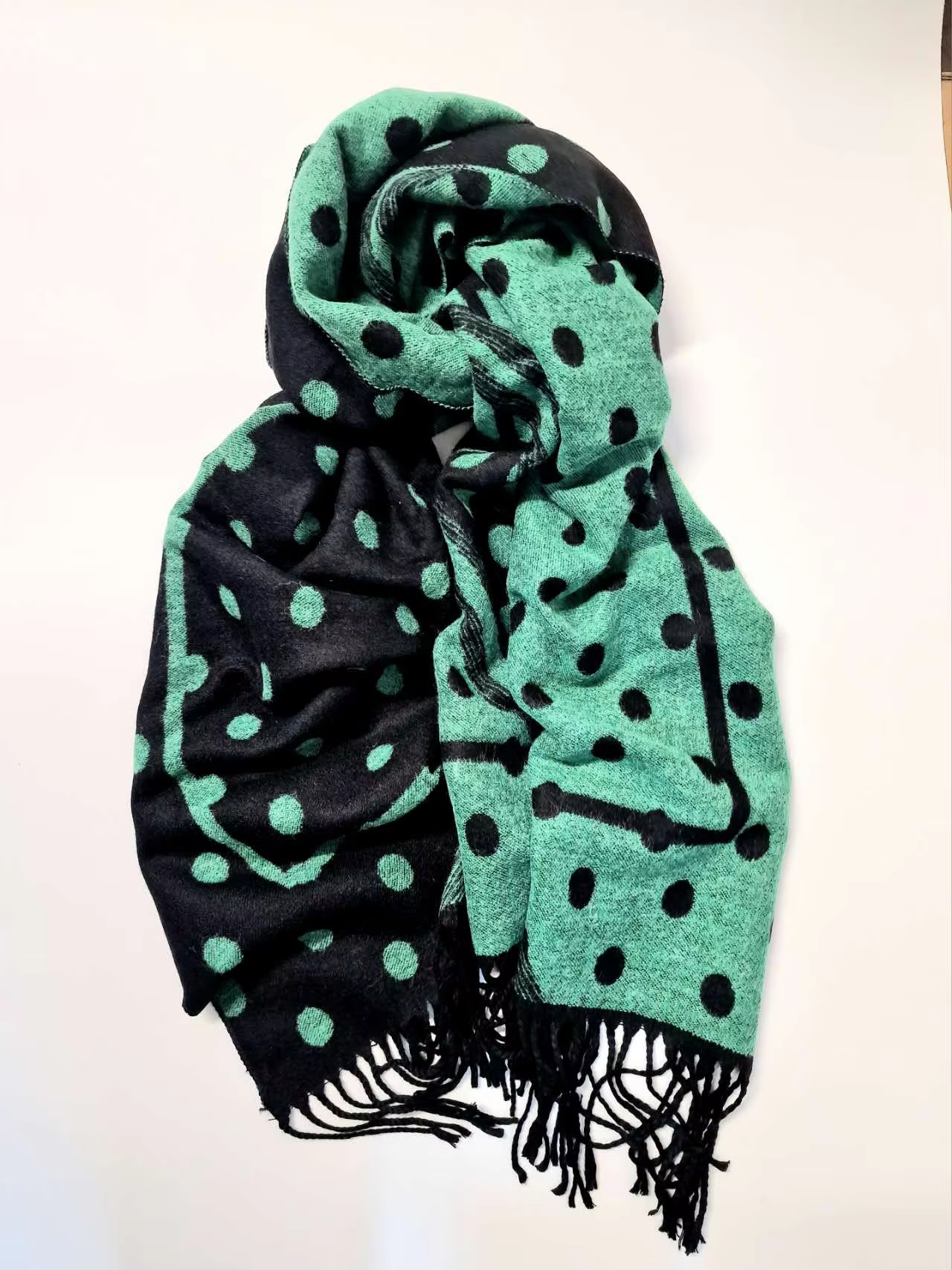 Soft Cashmere Feel Scarf Chic Polka Dots Pashmina Shawl Wraps Large Winter Warm Scarves