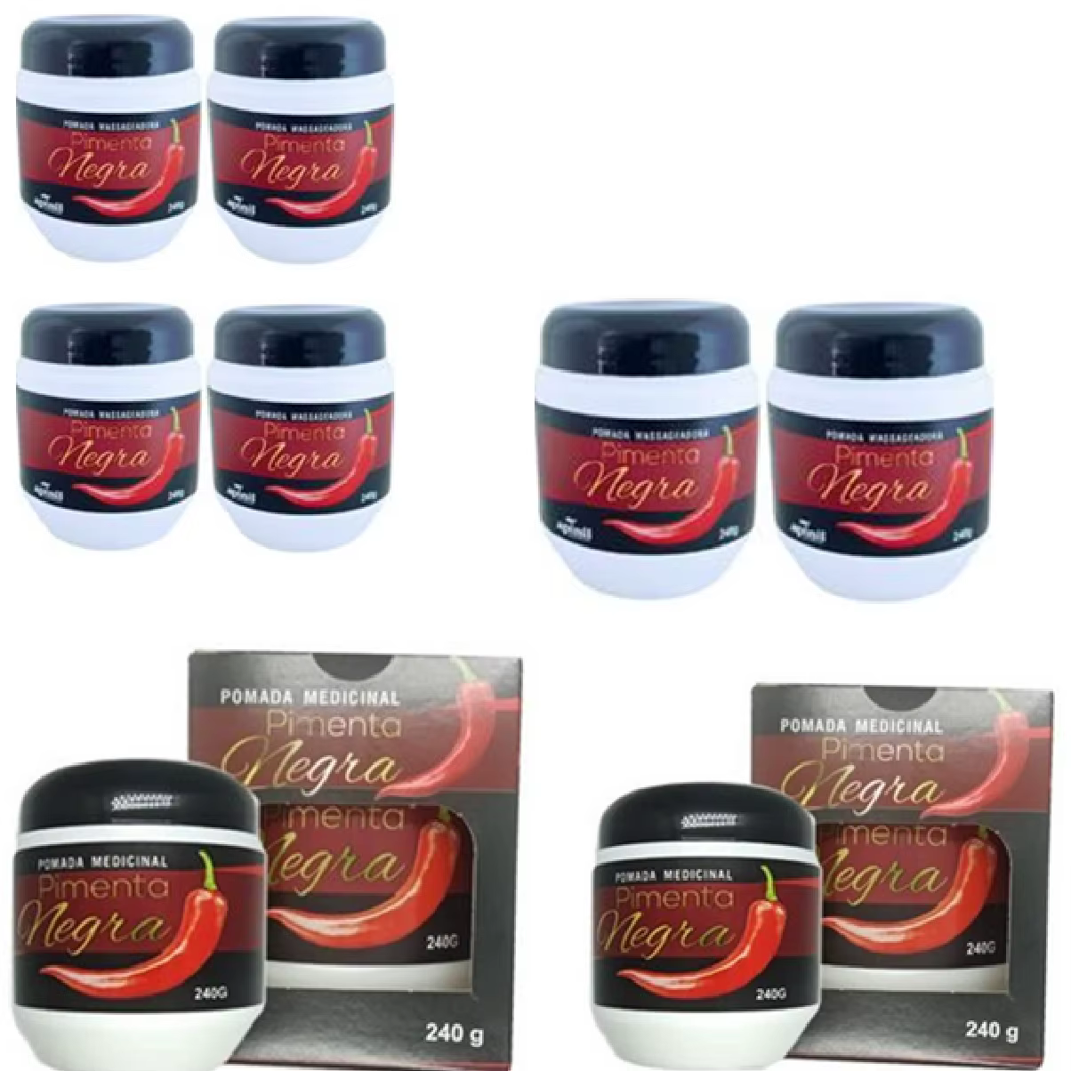 Gel Massager Black Pepper Apinil Pot 240g Kit 12 Un