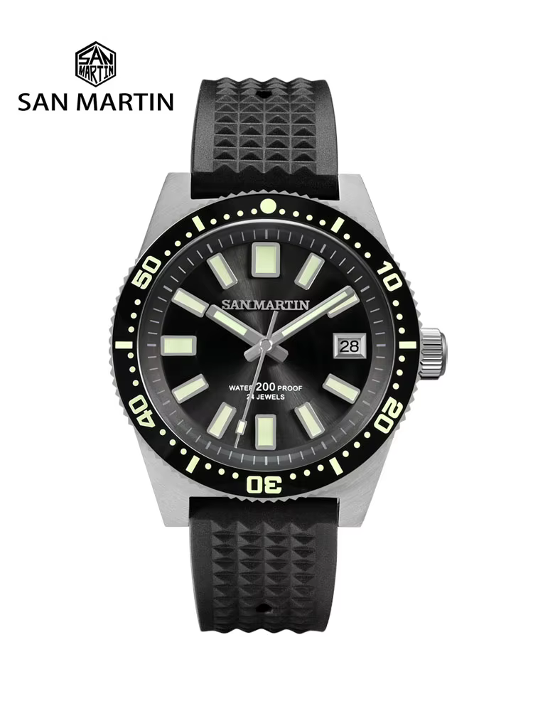 San Martin New 62mas Diver Watch 40mm NH35 Automatic Mechanical Watch For Men Full Luminous Waterproof 200m Rubber Strap SN0007
