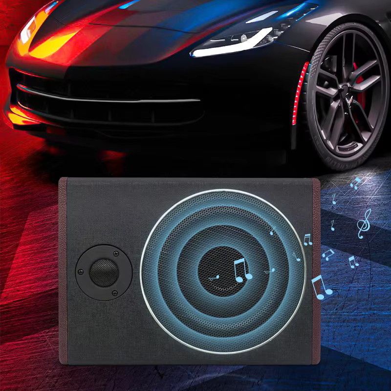 12V 600W Stainless Steel Ultra Thin Car Underseat Active Subwoofer Auto Speaker 8Inches vehicle Audio