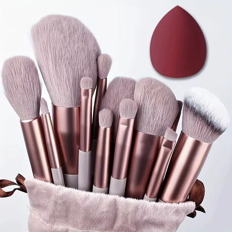 13Pcs Makeup Brushes Set with Sponge Egg Soft Fluffy Cosmetics Foundation Blush Powder Eyeshadow Kabuki Blending Makeup Brush