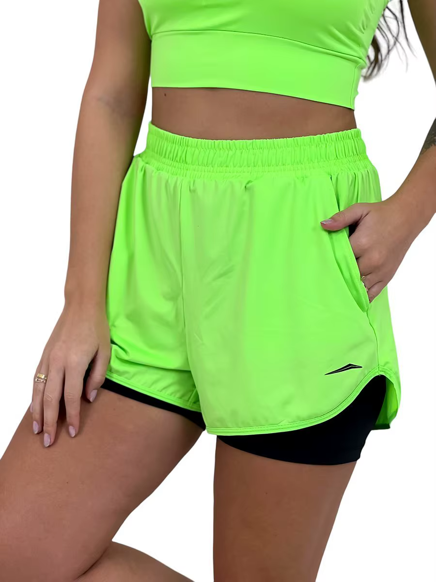 Women's Beach Sport NEONCOLORS Double Shorts-Neon Green