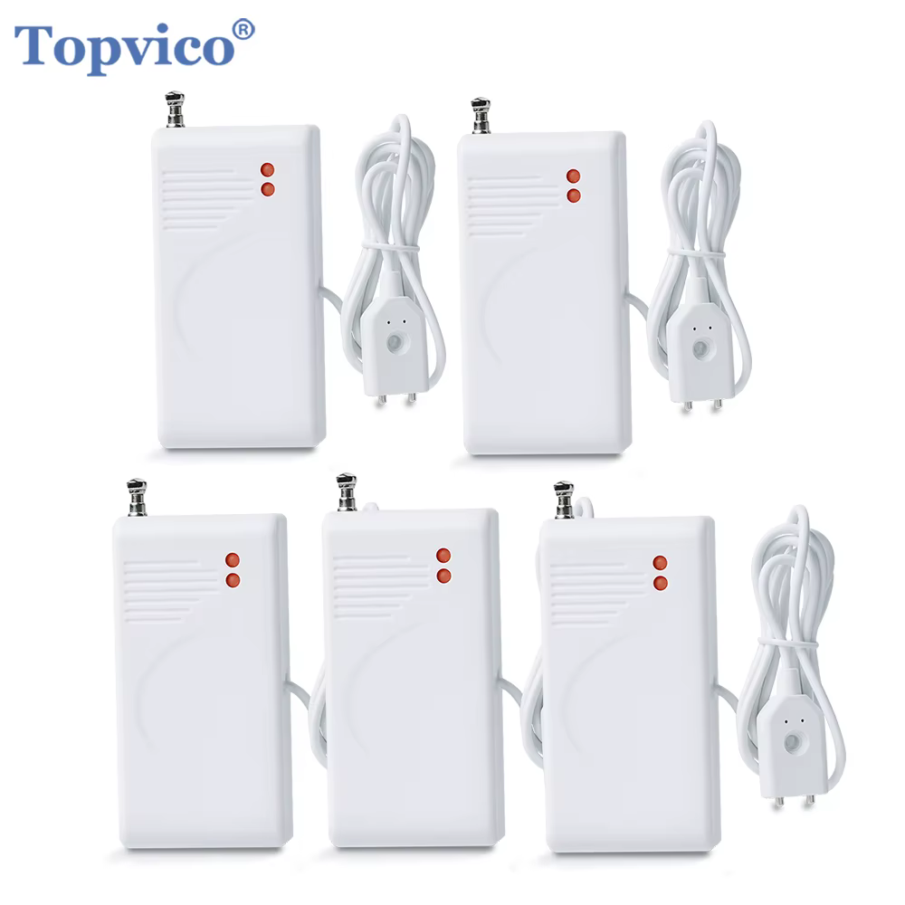 Topvico 1/2/3/5pcs 433mhz Water Leak Detector Sensor For Underground Basement Sump Pump Overflow Alarm Hub Required
