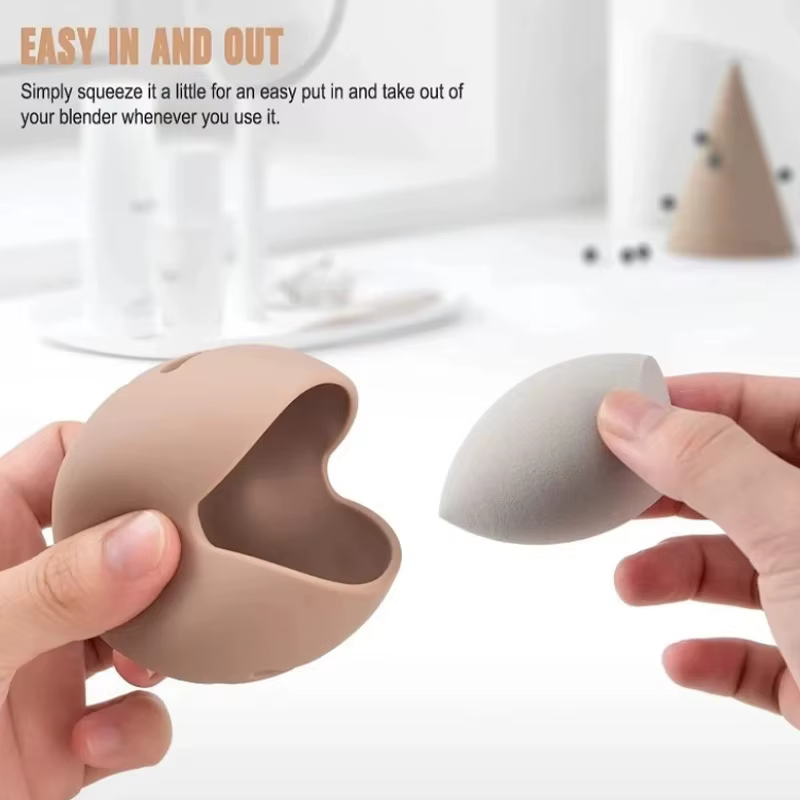 1Pcs Makeup Sponge Holder Eco-Friendly Silicone Multi-hole  Storage Case Travel Protable Cosmetic Puff Holder Box