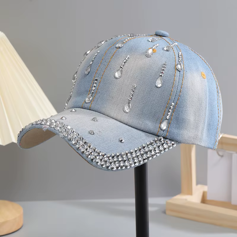Adjustable Breathable Rhinestone Baseball Cap for Women Sequins Casual Sports Cap Rhinestone Hat
