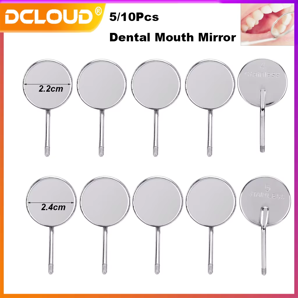 5/10Pcs Dental Mouth Mirror Head Stainless Steel Reflector Odontoscope Mirror Dentist Equipment Oral Teeth Exam Care Mirror #4#5