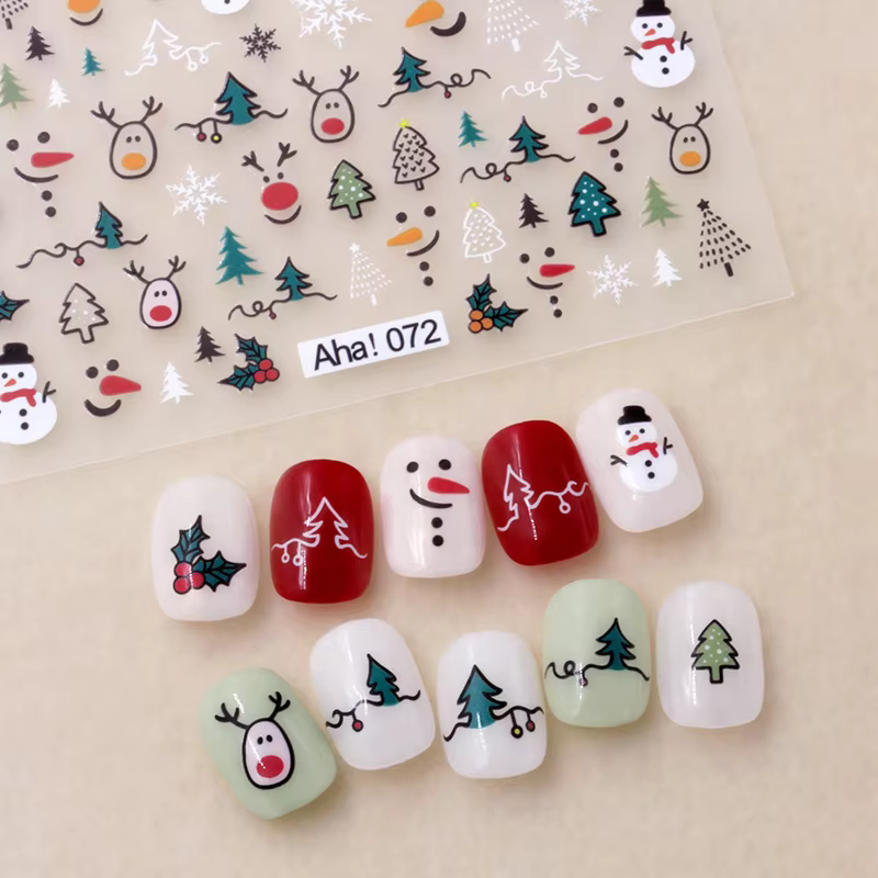 Winter Christmas Atmosphere Nail Stickers 3D Snowman Snowflake Wapiti Self-adhesive High Quality Cute Nail Stickers Nail Decor *