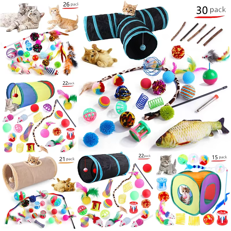 Cat Toys Mouse Shape Balls Foldable Cat Kitten Play Tunnel Chat Funny Cat Tent Mouse Supplies Simulation Fish Cat Accessories