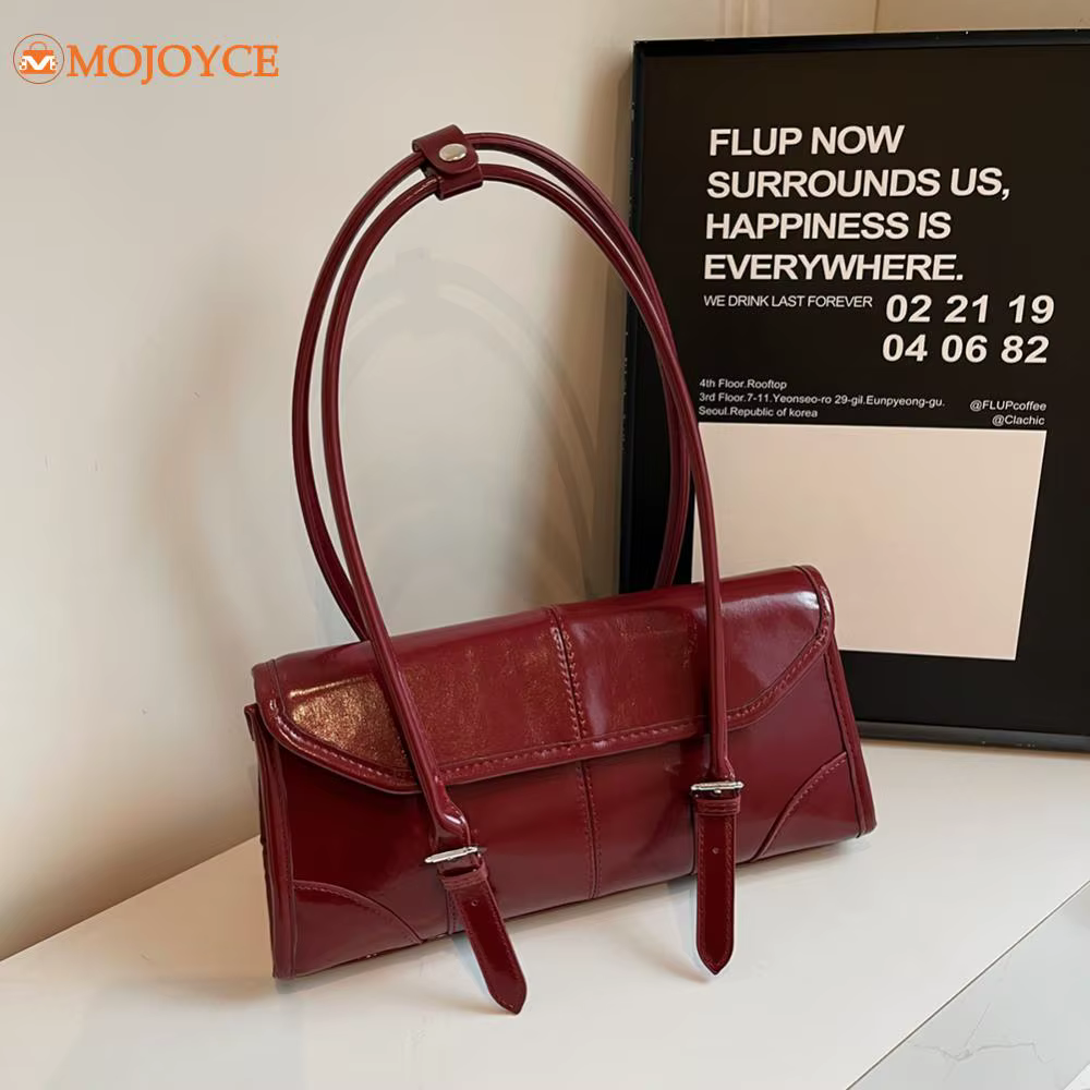 French Women's Bag Vintage Claret Shoulder Bag Brand Handbag Waterproof Leather Tote Purses Large Capacity Underarm Bag Hobo Bag