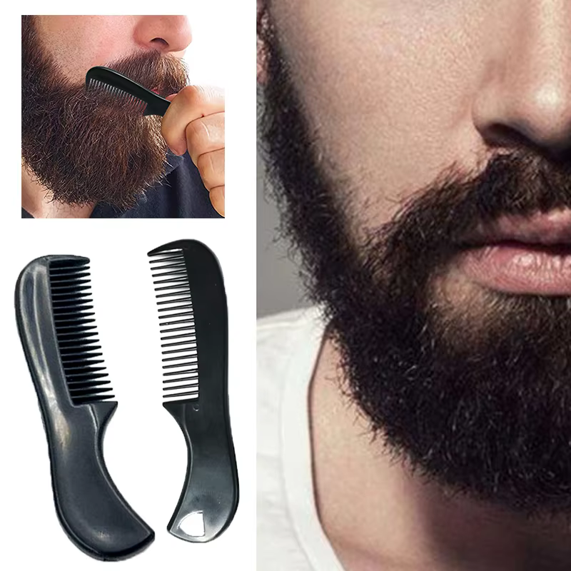 1Pc Black Mini Beard Comb For Men Plastic Pocket Combs Moustache Brush Detangling Combs Hairdressing Styling Tools Facial Care