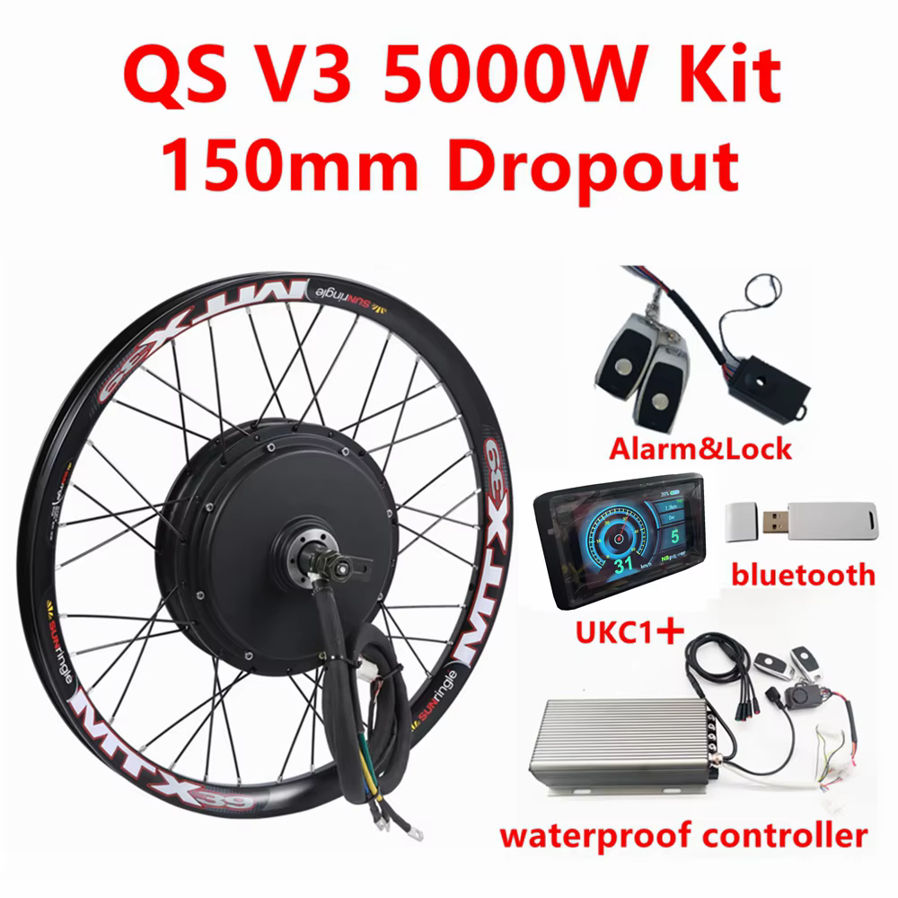QS205 V3 48-72v 5000W 3.5T/5T Rear Wheel Electric Bicycle Motor Kit 150mm Dropout Electric Bike Conversion Kit waterproof SVMC