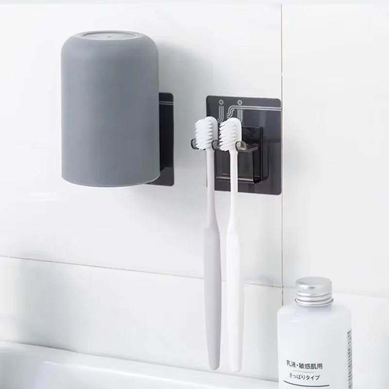 Wall Plastic Toothbrush Holder Sticker Bracket 300ml oral wash brush Cup home storage bathroom accessories,