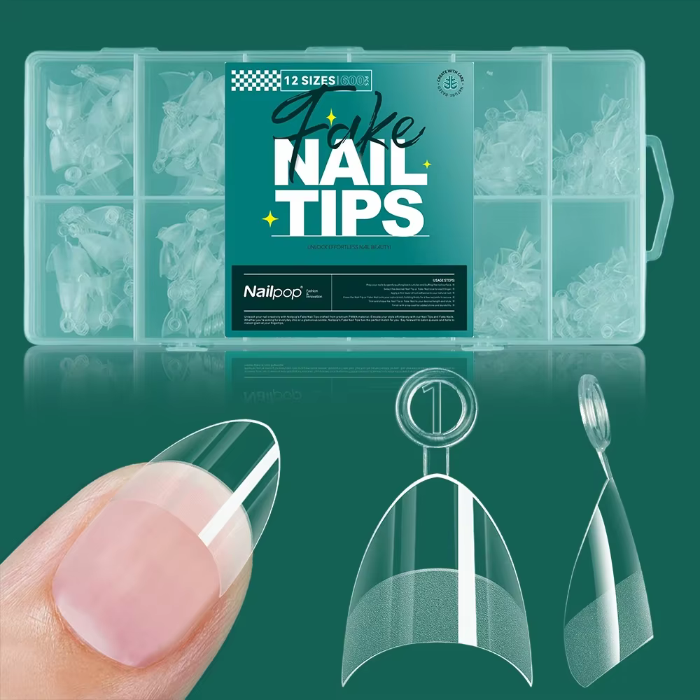Nailpop Extra Short Nail Tips Half Cover Soft Gel Almond Shape False Nails 600pcs Gel x Tips for Nail Extension DIY Nail Art