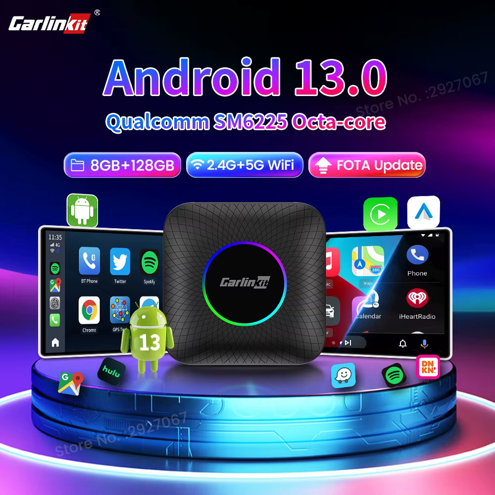 CarlinKit Android 13.0 TV Box SM6225 Wireless CarPlay Ai Box Android Auto LED Smart Car Video Streaming Box For OEM CarPlay Cars