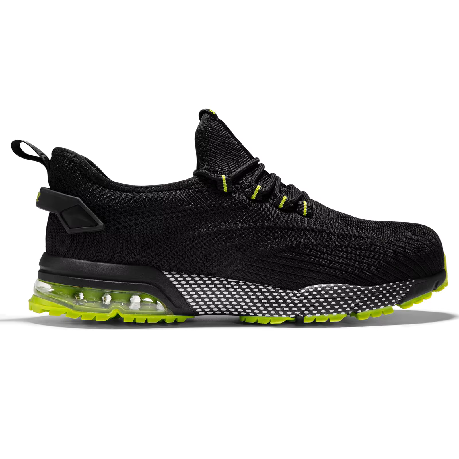 SPIEZ Safety Shoes for Men Women, Air Cushion Composite Toe Work Shoes, Lightweight Breathable Slip On Utility Sneakers Black Bl