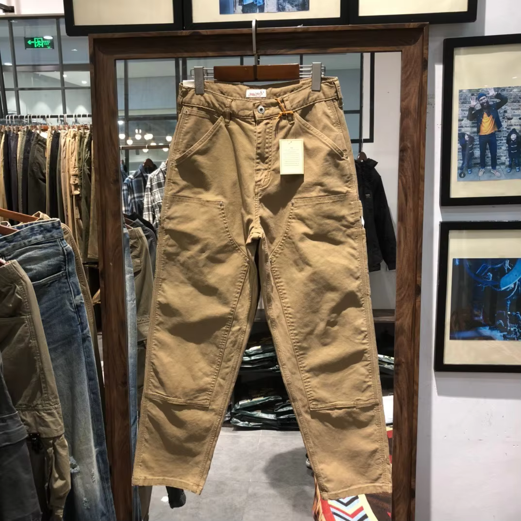 Pockets Heavyweight Cotton Men Pants Retro American Casual Tough Guys Outdoor Male Overalls Straight Workwear Cargo Trousers