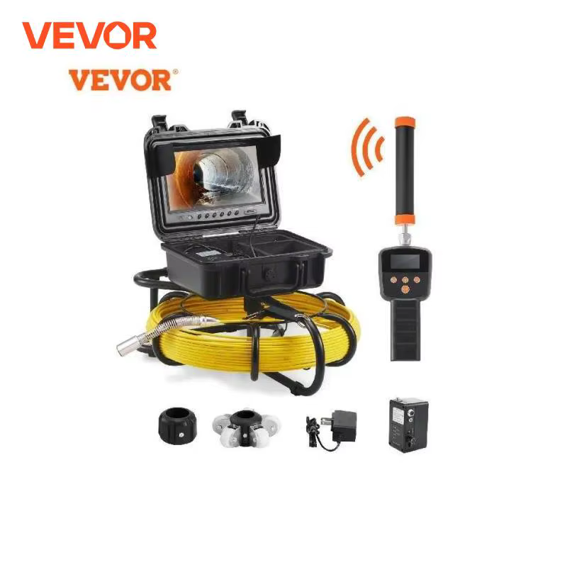 VEVOR DVR Recording Pipe Inspection Camera with 512Hz Locator IP68 9 Drain Sewer Camera w/12 Adjustable LEDs and 16 GB SD Card