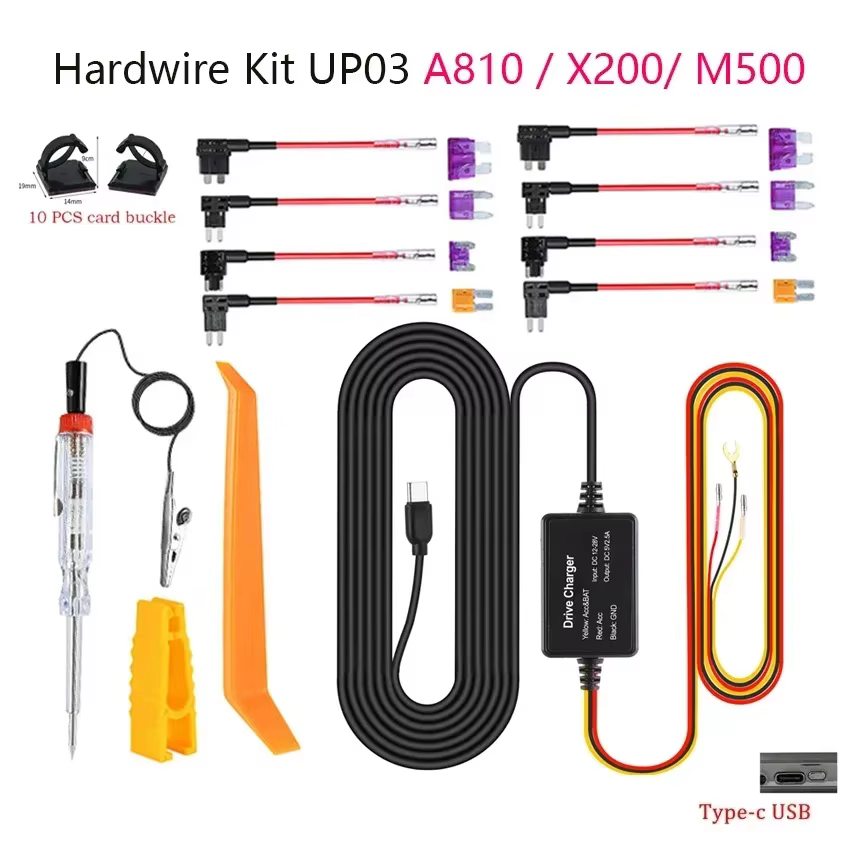 Hardwire Kit UP03 Only Type-c Port   A810 X200 Omni M500 24H Parking Monitor Power Line