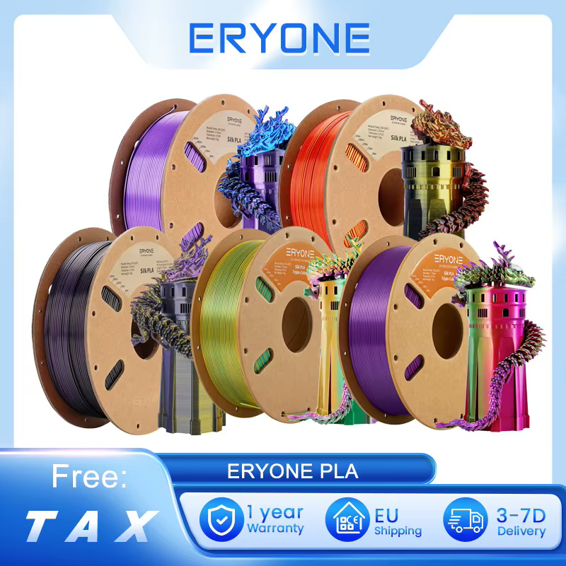 ERYONE Triple-Color Silk PLA Filament 1kg 1.75mm Filament Diameter ±0.03mm Tolerance 30-100mm/s Printing Speed