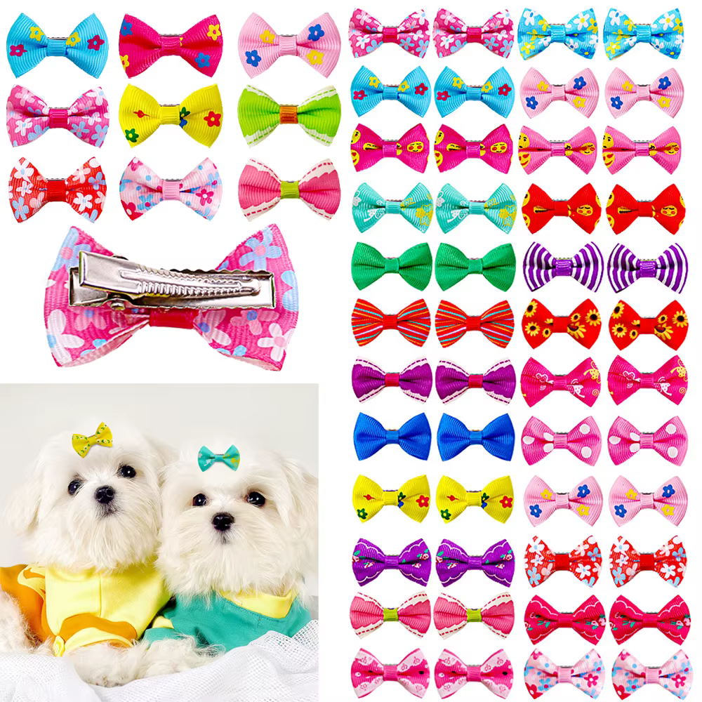 10/20/30Pcs Cute Dog Hair Clips Puppy Hairpin Pet Cat Handmade Hairpin Pet Bow Hair Accessories Multicolor