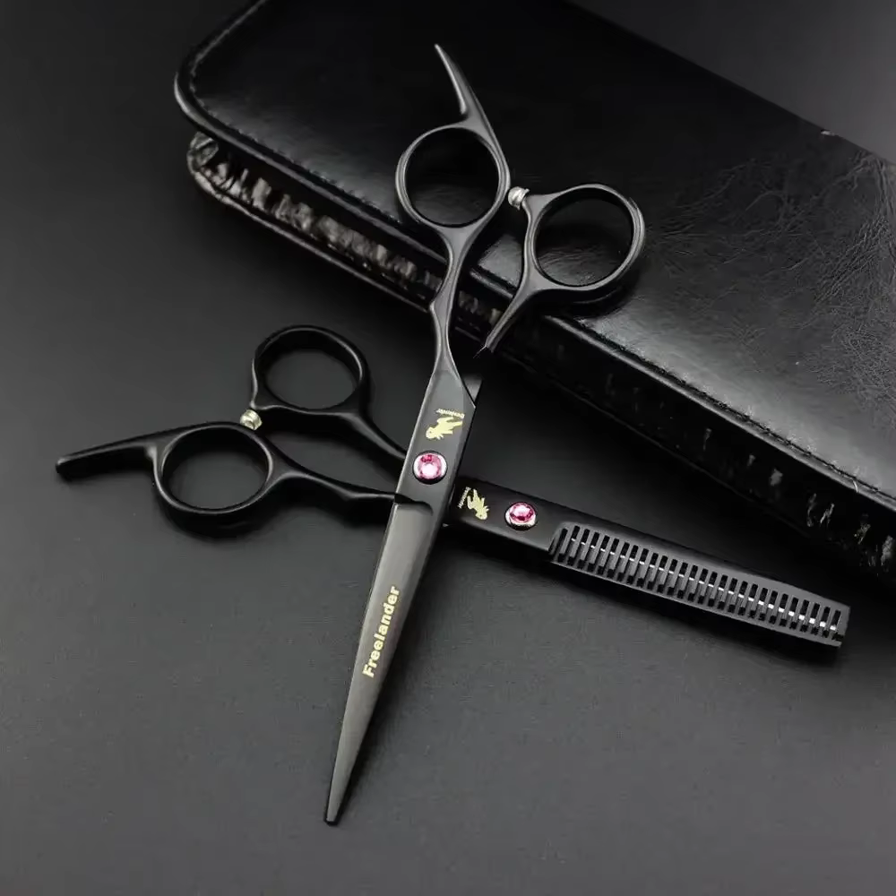 6.0 inch black New Professional Hairdressers Hair Scissors Japan 440C Barber Big Cutting Scissors Thinning Shears Hair Clipper