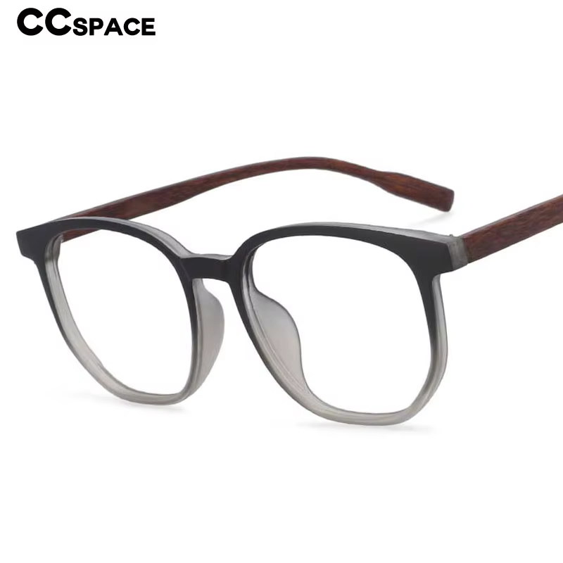 53976 Big Frame Cat Eye Anti Blue Light Wood Grain Legs Eyewear TR90 Frame Vintage Women's Man's Working Computer Glasses