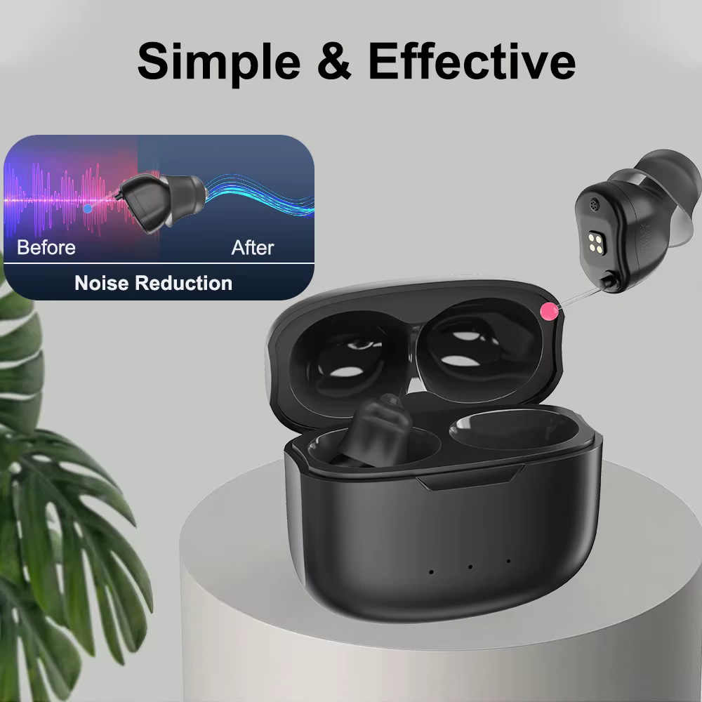 Rechargeable Hearing Aids Invisible Mini Noise Reduction Adjustable Sound Amplifier Wireless Ear Device for Elderly Audifonos