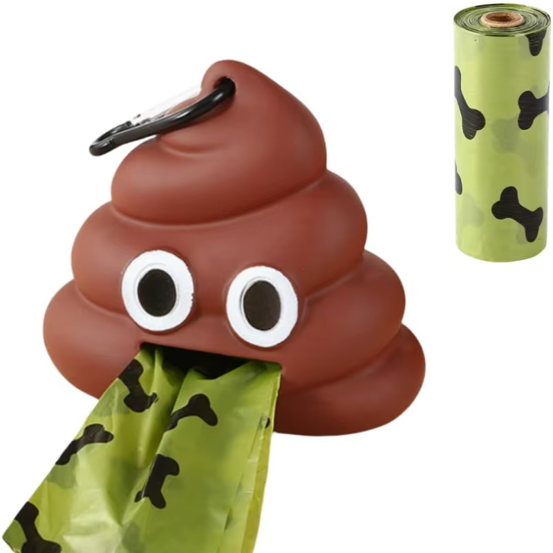 Funny Dog Poop Bag Holder For Leash Sturdy Poop Shape Bag Dispenser Waste Bags With Garbage Bag Cleaning Tool
