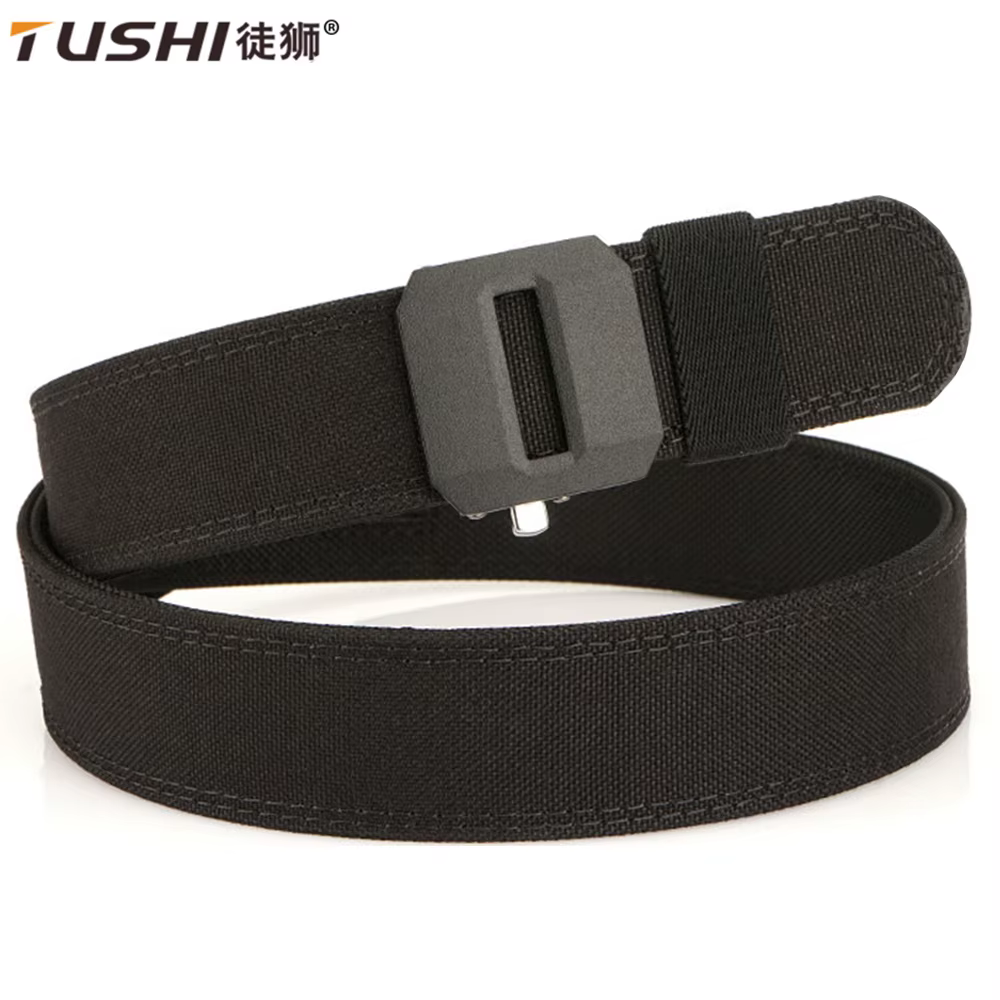 TUSHI New Hard Tactical Belt for Men Metal Automatic Buckle IPSC Gun Belt 1100D Nylon Military Belt Outdoor Sports Girdle Male