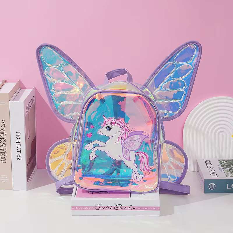 New Fashion Butterfly Wings Backpack Children's Backpack Cute Unicorn Transparent TPU Trendy Backpack