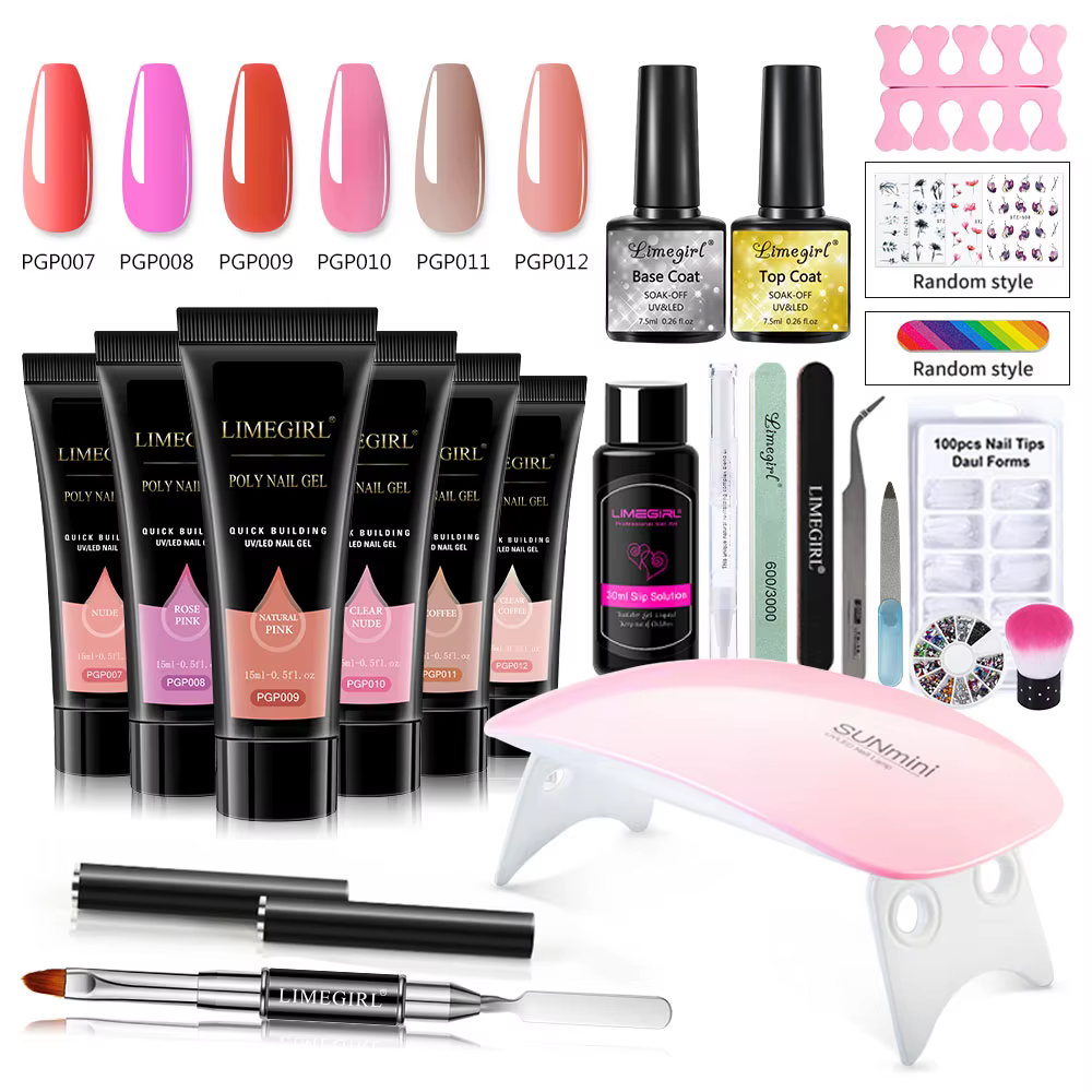 Gel Manicure Kit, Full Nail Kit with Drill and U V Light for Nail Extension DIY Complete Starter Kit for Beginners