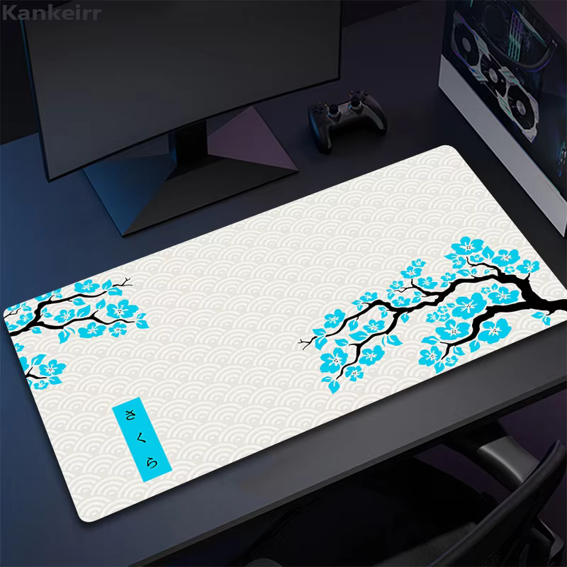 Sakura Mouse Mats Blue And White Large Mouse Pad PC Gamer Mousepad Office Desk Mat Rubber Non-slip Keyboard Mats Gifts 900x400