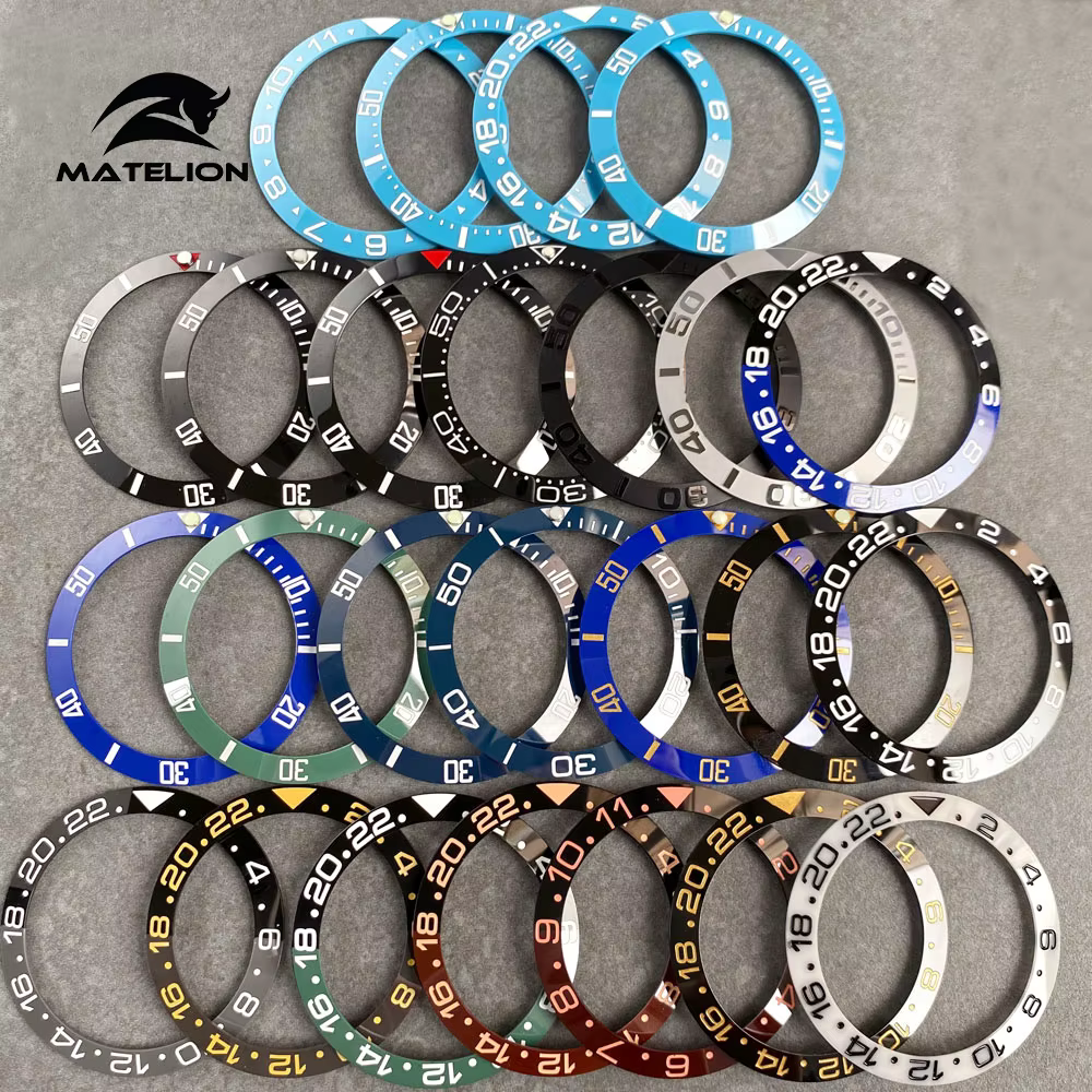 MATELION 38mm Ceramic Alloy Watch Bezel Insert Ring Slope Fit 40mm Watch Case NH35 NH34 GMT Diving Men Watch Part Accessories