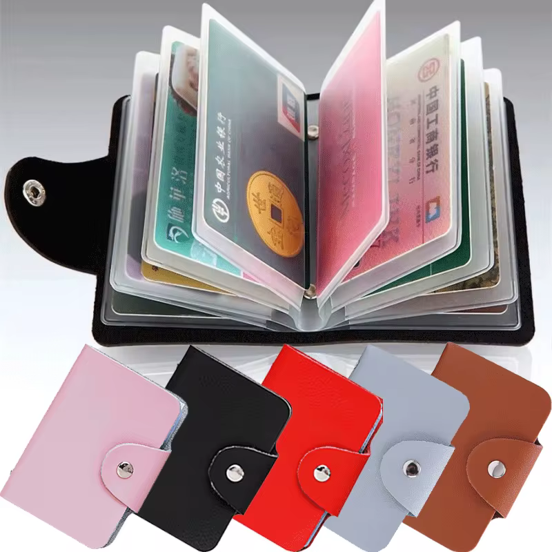 24 Bits Credit Card Holder Business Bank Card Pocket PU Large Capacity Card Cash Storage Clip Organizer Case ID Holder Pouch
