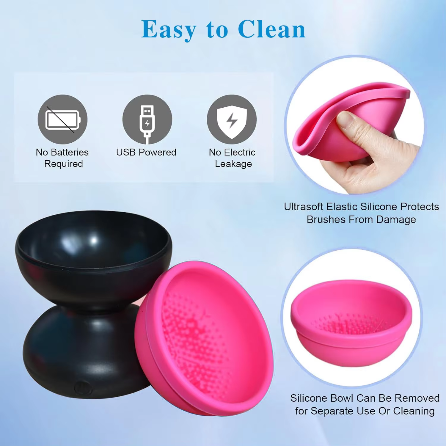 Convenient and Efficient Highly Effective Portable Rechargeable Makeup Brush Cleaner - Must-Have USB Tool for All Sizes - Easy-t